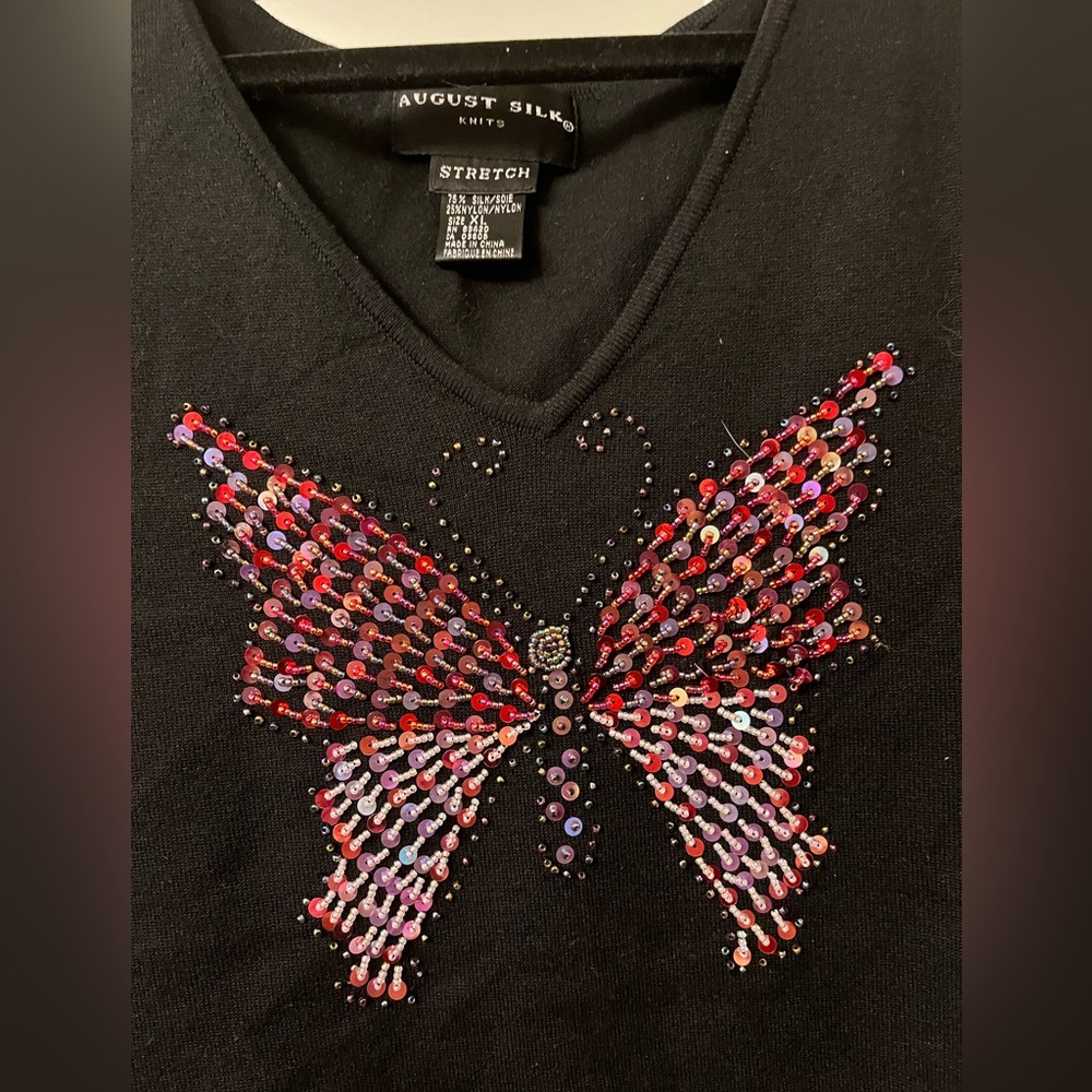 Vintage beaded butterfly shirt